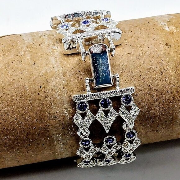 Napier Silver Amethyst Crystal Link Bracelet - Picture 2 of 6